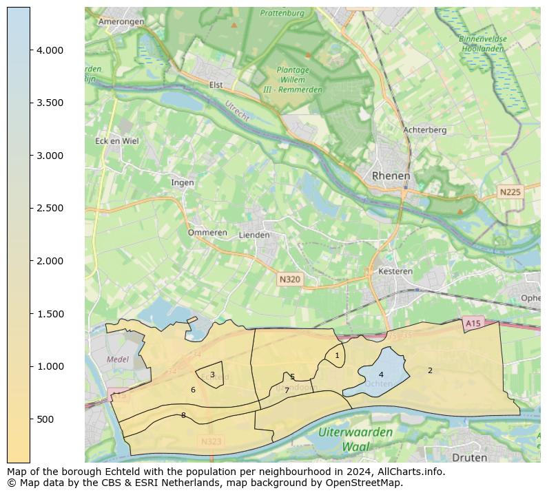 Image of the borough Echteld at the map. This image is used as introduction to this page. This page shows a lot of information about the population in the borough Echteld (such as the distribution by age groups of the residents, the composition of households, whether inhabitants are natives or Dutch with an immigration background, data about the houses (numbers, types, price development, use, type of property, ...) and more (car ownership, energy consumption, ...) based on open data from the Dutch Central Bureau of Statistics and various other sources!