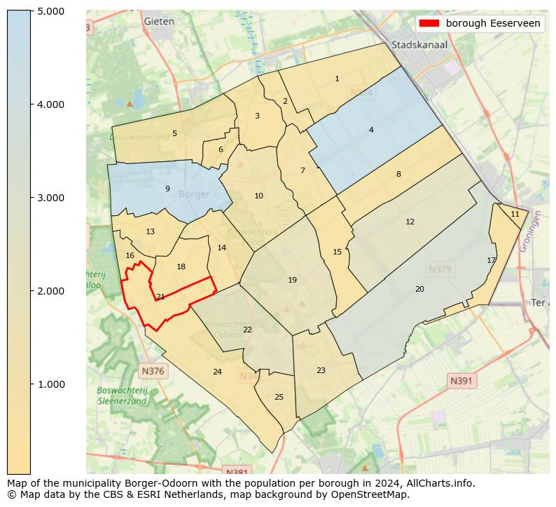 Image of the borough Eeserveen at the map. This image is used as introduction to this page. This page shows a lot of information about the population in the borough Eeserveen (such as the distribution by age groups of the residents, the composition of households, whether inhabitants are natives or Dutch with an immigration background, data about the houses (numbers, types, price development, use, type of property, ...) and more (car ownership, energy consumption, ...) based on open data from the Dutch Central Bureau of Statistics and various other sources!