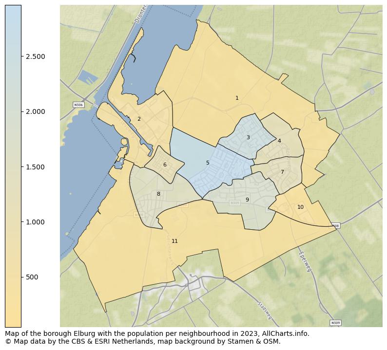 Map of the borough Elburg with the population per neighbourhood in 2023. This page shows a lot of information about residents (such as the distribution by age groups, family composition, gender, native or Dutch with an immigration background, ...), homes (numbers, types, price development, use, type of property, ...) and more (car ownership, energy consumption, ...) based on open data from the Dutch Central Bureau of Statistics and various other sources!