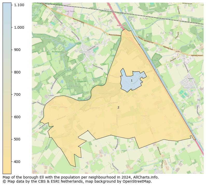 Image of the borough Ell at the map. This image is used as introduction to this page. This page shows a lot of information about the population in the borough Ell (such as the distribution by age groups of the residents, the composition of households, whether inhabitants are natives or Dutch with an immigration background, data about the houses (numbers, types, price development, use, type of property, ...) and more (car ownership, energy consumption, ...) based on open data from the Dutch Central Bureau of Statistics and various other sources!