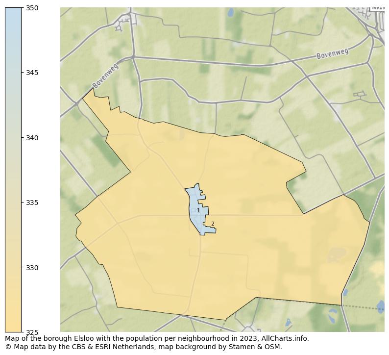 Map of the borough Elsloo with the population per neighbourhood in 2022. This page shows a lot of information about residents (such as the distribution by age groups, family composition, gender, native or Dutch with an immigration background, ...), homes (numbers, types, price development, use, type of property, ...) and more (car ownership, energy consumption, ...) based on open data from the Dutch Central Bureau of Statistics and various other sources!
