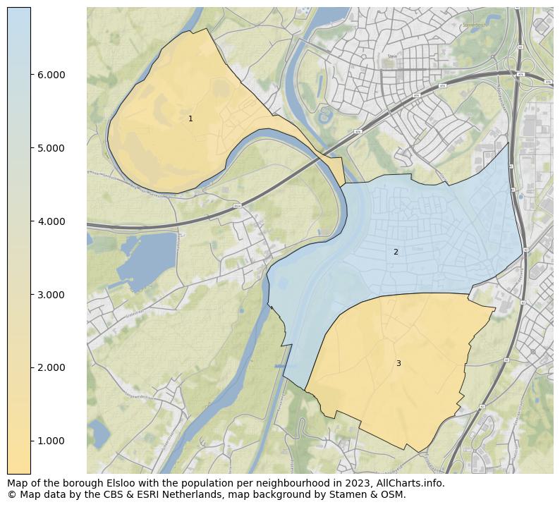 Map of the borough Elsloo with the population per neighbourhood in 2023. This page shows a lot of information about residents (such as the distribution by age groups, family composition, gender, native or Dutch with an immigration background, ...), homes (numbers, types, price development, use, type of property, ...) and more (car ownership, energy consumption, ...) based on open data from the Dutch Central Bureau of Statistics and various other sources!