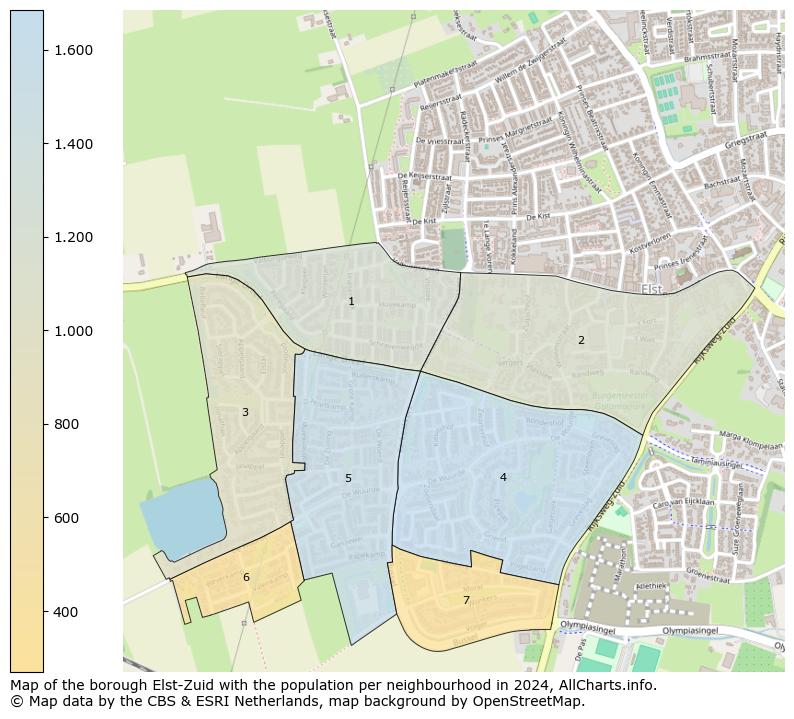 Image of the borough Elst-Zuid at the map. This image is used as introduction to this page. This page shows a lot of information about the population in the borough Elst-Zuid (such as the distribution by age groups of the residents, the composition of households, whether inhabitants are natives or Dutch with an immigration background, data about the houses (numbers, types, price development, use, type of property, ...) and more (car ownership, energy consumption, ...) based on open data from the Dutch Central Bureau of Statistics and various other sources!