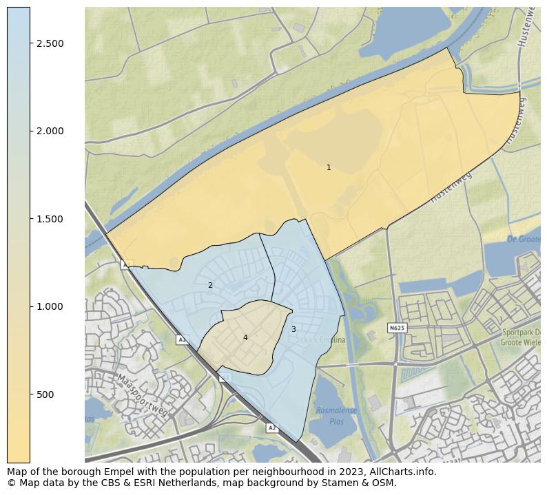 Map of the borough Empel with the population per neighbourhood in 2023. This page shows a lot of information about residents (such as the distribution by age groups, family composition, gender, native or Dutch with an immigration background, ...), homes (numbers, types, price development, use, type of property, ...) and more (car ownership, energy consumption, ...) based on open data from the Dutch Central Bureau of Statistics and various other sources!