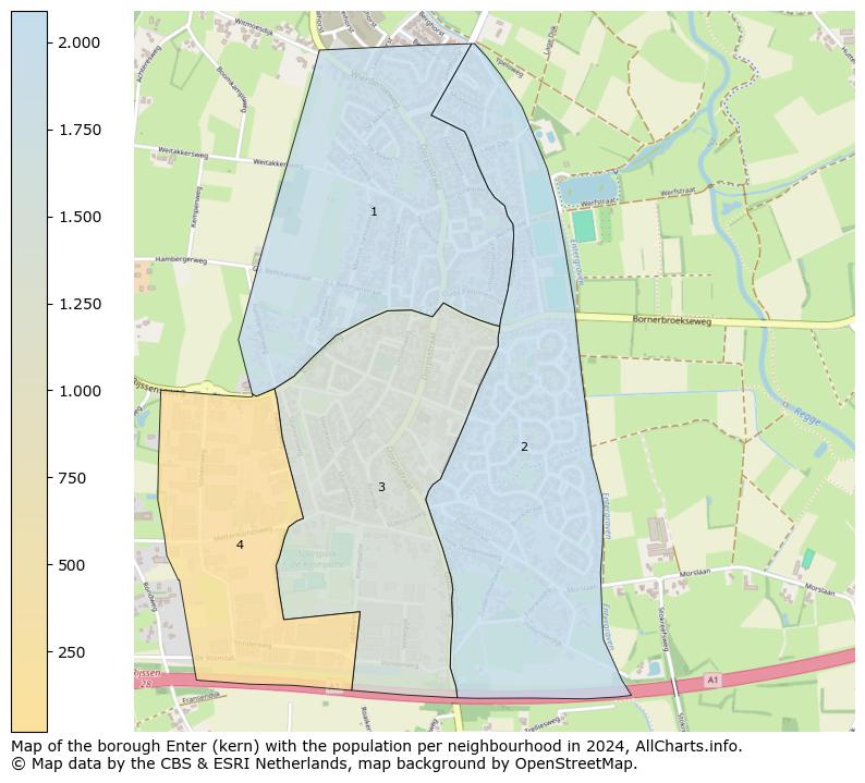 Image of the borough Enter (kern) at the map. This image is used as introduction to this page. This page shows a lot of information about the population in the borough Enter (kern) (such as the distribution by age groups of the residents, the composition of households, whether inhabitants are natives or Dutch with an immigration background, data about the houses (numbers, types, price development, use, type of property, ...) and more (car ownership, energy consumption, ...) based on open data from the Dutch Central Bureau of Statistics and various other sources!