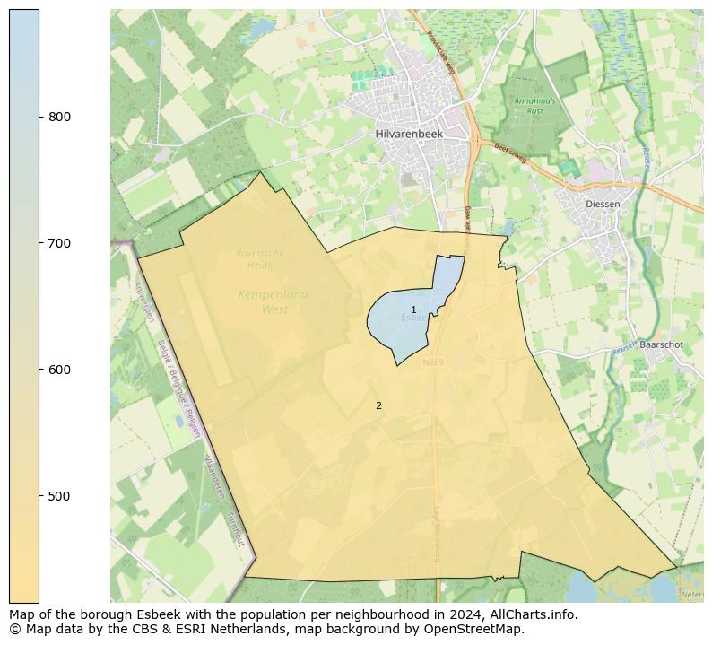 Image of the borough Esbeek at the map. This image is used as introduction to this page. This page shows a lot of information about the population in the borough Esbeek (such as the distribution by age groups of the residents, the composition of households, whether inhabitants are natives or Dutch with an immigration background, data about the houses (numbers, types, price development, use, type of property, ...) and more (car ownership, energy consumption, ...) based on open data from the Dutch Central Bureau of Statistics and various other sources!