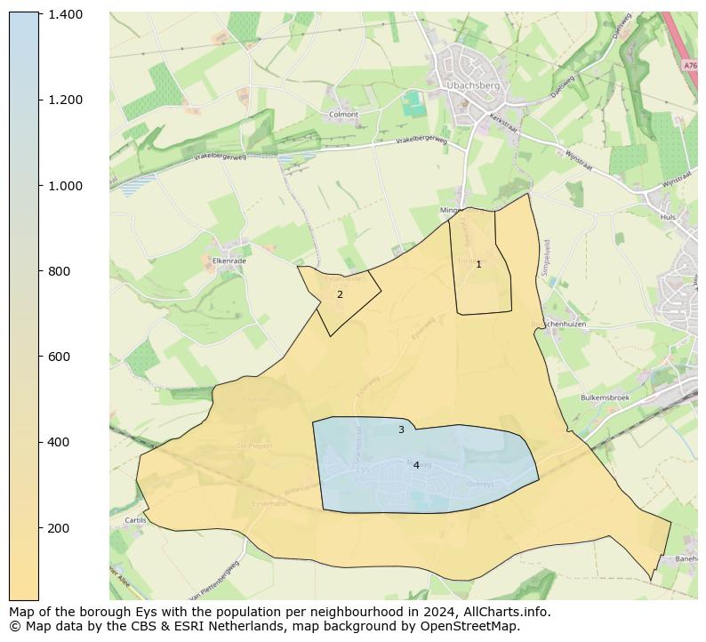 Image of the borough Eys at the map. This image is used as introduction to this page. This page shows a lot of information about the population in the borough Eys (such as the distribution by age groups of the residents, the composition of households, whether inhabitants are natives or Dutch with an immigration background, data about the houses (numbers, types, price development, use, type of property, ...) and more (car ownership, energy consumption, ...) based on open data from the Dutch Central Bureau of Statistics and various other sources!