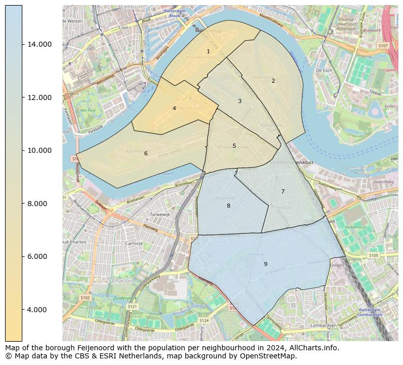 Image of the borough Feijenoord at the map. This image is used as introduction to this page. This page shows a lot of information about the population in the borough Feijenoord (such as the distribution by age groups of the residents, the composition of households, whether inhabitants are natives or Dutch with an immigration background, data about the houses (numbers, types, price development, use, type of property, ...) and more (car ownership, energy consumption, ...) based on open data from the Dutch Central Bureau of Statistics and various other sources!