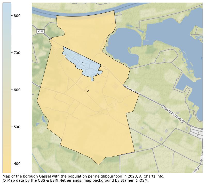 Map of the borough Gassel with the population per neighbourhood in 2023. This page shows a lot of information about residents (such as the distribution by age groups, family composition, gender, native or Dutch with an immigration background, ...), homes (numbers, types, price development, use, type of property, ...) and more (car ownership, energy consumption, ...) based on open data from the Dutch Central Bureau of Statistics and various other sources!