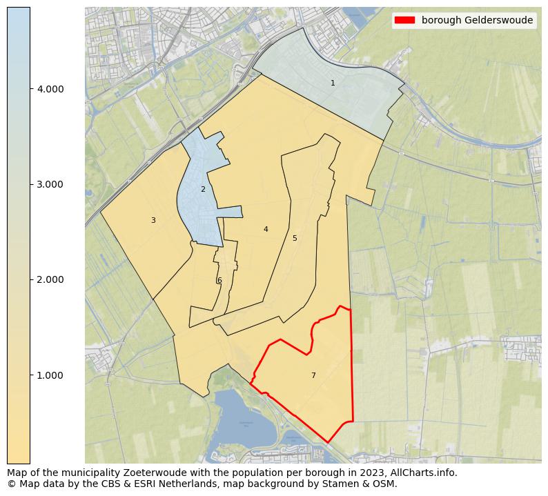 Map of the municipality Zoeterwoude with the population per borough in 2023. This page shows a lot of information about residents (such as the distribution by age groups, family composition, gender, native or Dutch with an immigration background, ...), homes (numbers, types, price development, use, type of property, ...) and more (car ownership, energy consumption, ...) based on open data from the Dutch Central Bureau of Statistics and various other sources!