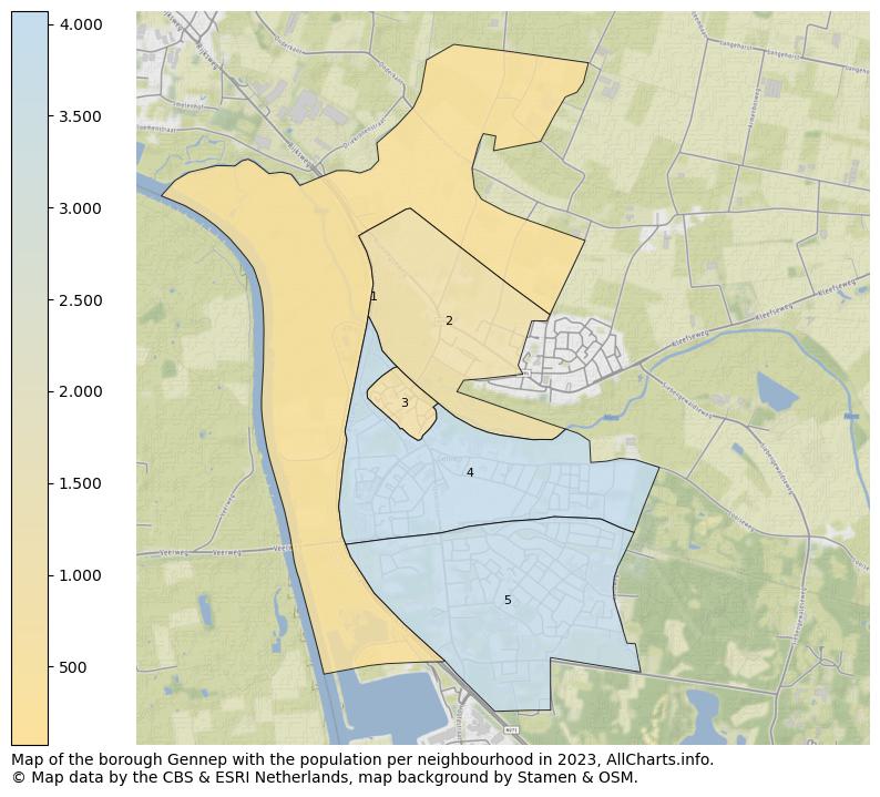 Map of the borough Gennep with the population per neighbourhood in 2023. This page shows a lot of information about residents (such as the distribution by age groups, family composition, gender, native or Dutch with an immigration background, ...), homes (numbers, types, price development, use, type of property, ...) and more (car ownership, energy consumption, ...) based on open data from the Dutch Central Bureau of Statistics and various other sources!