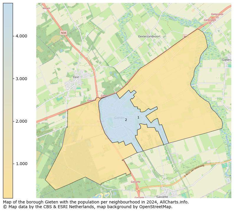 Image of the borough Gieten at the map. This image is used as introduction to this page. This page shows a lot of information about the population in the borough Gieten (such as the distribution by age groups of the residents, the composition of households, whether inhabitants are natives or Dutch with an immigration background, data about the houses (numbers, types, price development, use, type of property, ...) and more (car ownership, energy consumption, ...) based on open data from the Dutch Central Bureau of Statistics and various other sources!