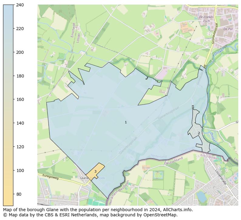 Image of the borough Glane at the map. This image is used as introduction to this page. This page shows a lot of information about the population in the borough Glane (such as the distribution by age groups of the residents, the composition of households, whether inhabitants are natives or Dutch with an immigration background, data about the houses (numbers, types, price development, use, type of property, ...) and more (car ownership, energy consumption, ...) based on open data from the Dutch Central Bureau of Statistics and various other sources!