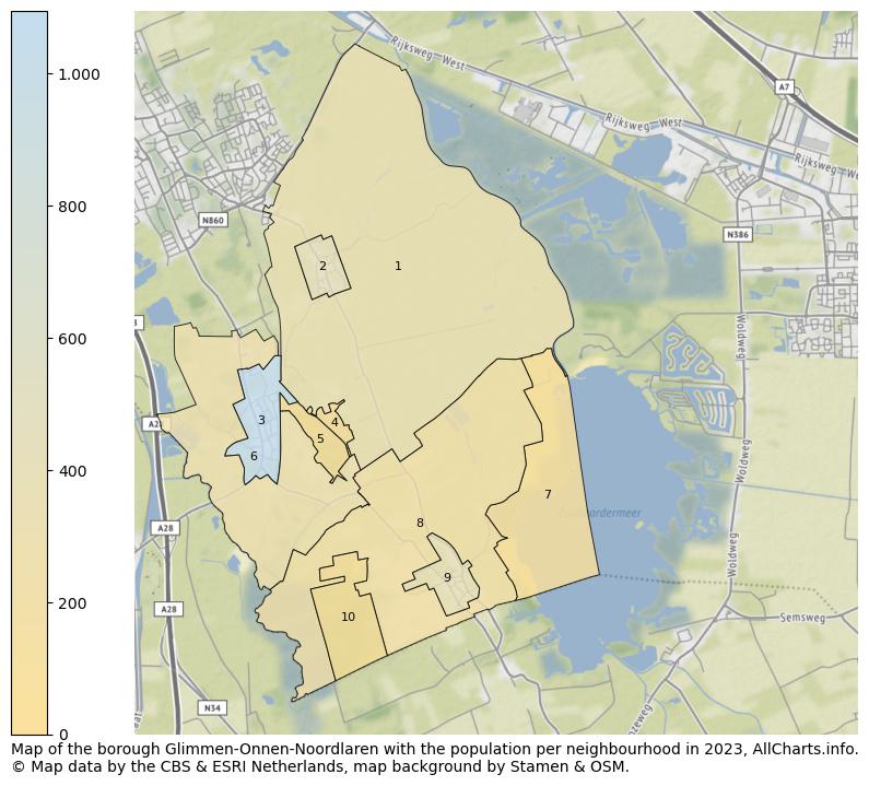 Map of the borough Glimmen-Onnen-Noordlaren with the population per neighbourhood in 2023. This page shows a lot of information about residents (such as the distribution by age groups, family composition, gender, native or Dutch with an immigration background, ...), homes (numbers, types, price development, use, type of property, ...) and more (car ownership, energy consumption, ...) based on open data from the Dutch Central Bureau of Statistics and various other sources!
