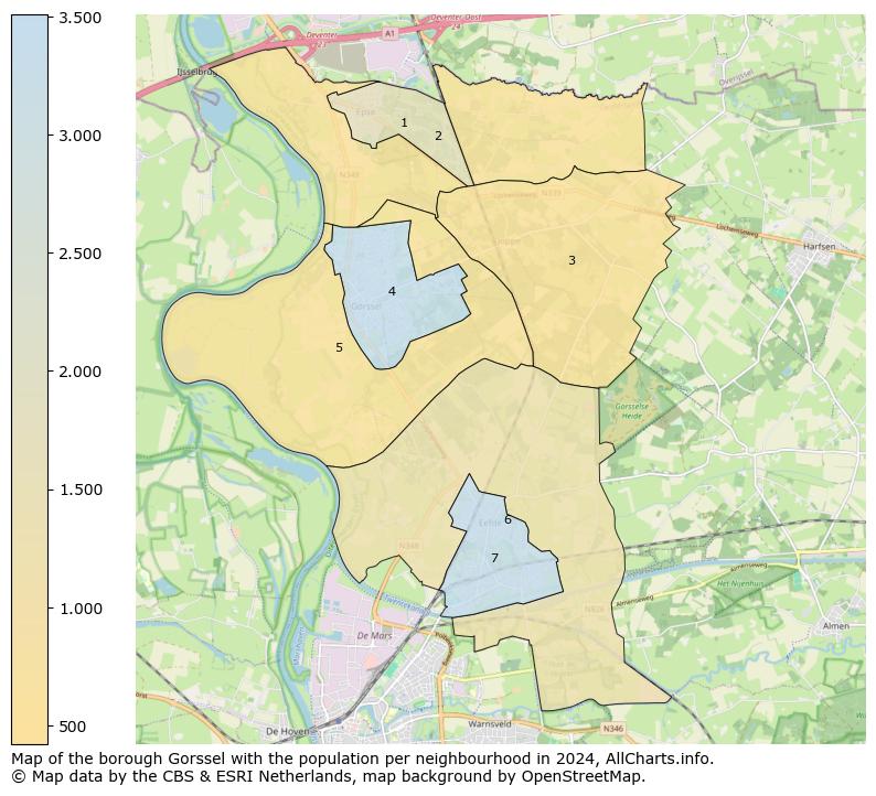 Image of the borough Gorssel at the map. This image is used as introduction to this page. This page shows a lot of information about the population in the borough Gorssel (such as the distribution by age groups of the residents, the composition of households, whether inhabitants are natives or Dutch with an immigration background, data about the houses (numbers, types, price development, use, type of property, ...) and more (car ownership, energy consumption, ...) based on open data from the Dutch Central Bureau of Statistics and various other sources!