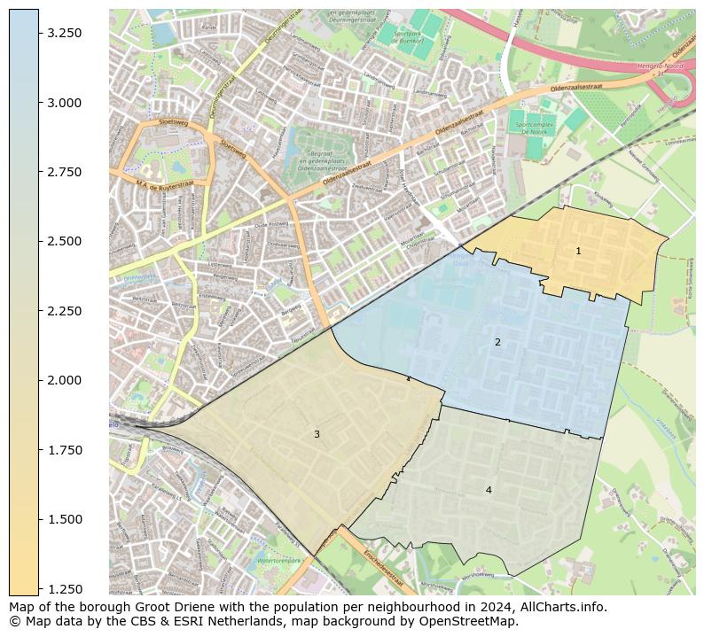 Image of the borough Groot Driene at the map. This image is used as introduction to this page. This page shows a lot of information about the population in the borough Groot Driene (such as the distribution by age groups of the residents, the composition of households, whether inhabitants are natives or Dutch with an immigration background, data about the houses (numbers, types, price development, use, type of property, ...) and more (car ownership, energy consumption, ...) based on open data from the Dutch Central Bureau of Statistics and various other sources!