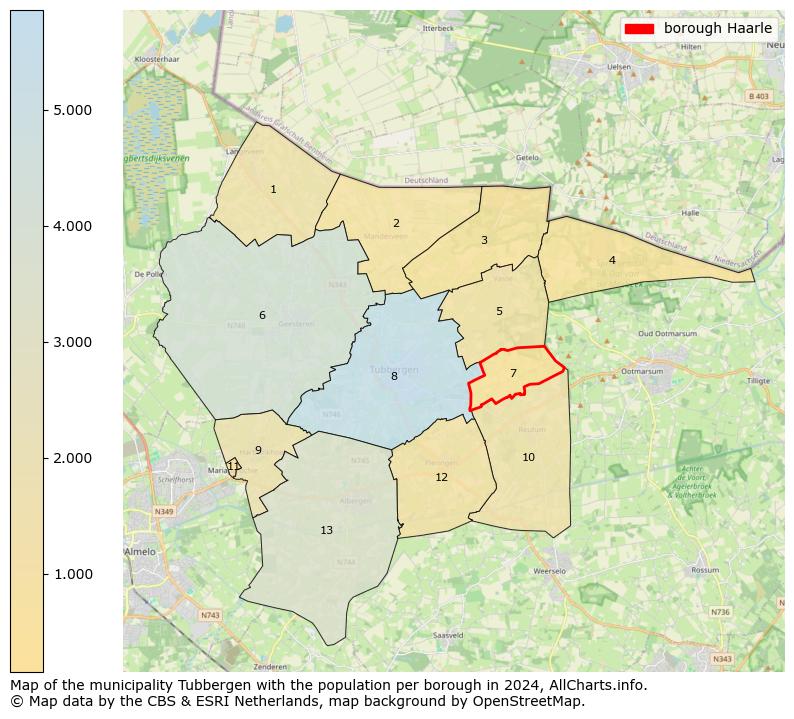 Image of the borough Haarle at the map. This image is used as introduction to this page. This page shows a lot of information about the population in the borough Haarle (such as the distribution by age groups of the residents, the composition of households, whether inhabitants are natives or Dutch with an immigration background, data about the houses (numbers, types, price development, use, type of property, ...) and more (car ownership, energy consumption, ...) based on open data from the Dutch Central Bureau of Statistics and various other sources!