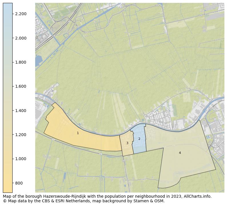 Map of the borough Hazerswoude-Rijndijk with the population per neighbourhood in 2023. This page shows a lot of information about residents (such as the distribution by age groups, family composition, gender, native or Dutch with an immigration background, ...), homes (numbers, types, price development, use, type of property, ...) and more (car ownership, energy consumption, ...) based on open data from the Dutch Central Bureau of Statistics and various other sources!