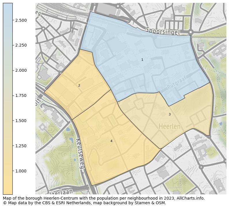 Map of the borough Heerlen-Centrum with the population per neighbourhood in 2023. This page shows a lot of information about residents (such as the distribution by age groups, family composition, gender, native or Dutch with an immigration background, ...), homes (numbers, types, price development, use, type of property, ...) and more (car ownership, energy consumption, ...) based on open data from the Dutch Central Bureau of Statistics and various other sources!