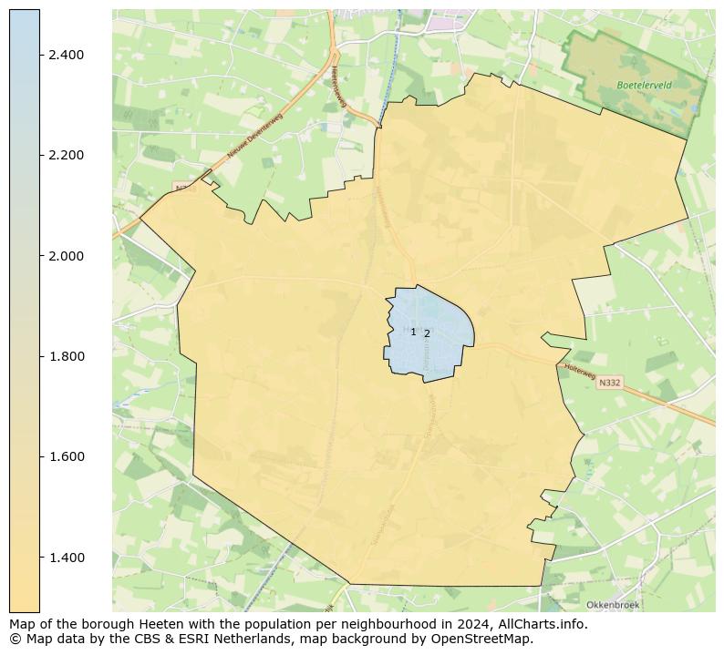 Image of the borough Heeten at the map. This image is used as introduction to this page. This page shows a lot of information about the population in the borough Heeten (such as the distribution by age groups of the residents, the composition of households, whether inhabitants are natives or Dutch with an immigration background, data about the houses (numbers, types, price development, use, type of property, ...) and more (car ownership, energy consumption, ...) based on open data from the Dutch Central Bureau of Statistics and various other sources!