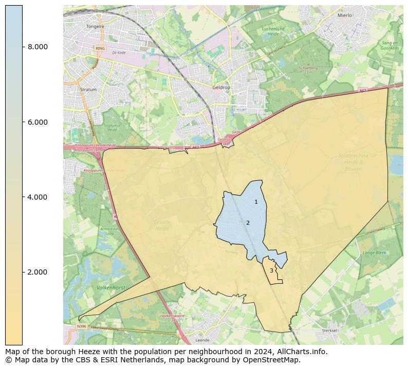 Image of the borough Heeze at the map. This image is used as introduction to this page. This page shows a lot of information about the population in the borough Heeze (such as the distribution by age groups of the residents, the composition of households, whether inhabitants are natives or Dutch with an immigration background, data about the houses (numbers, types, price development, use, type of property, ...) and more (car ownership, energy consumption, ...) based on open data from the Dutch Central Bureau of Statistics and various other sources!