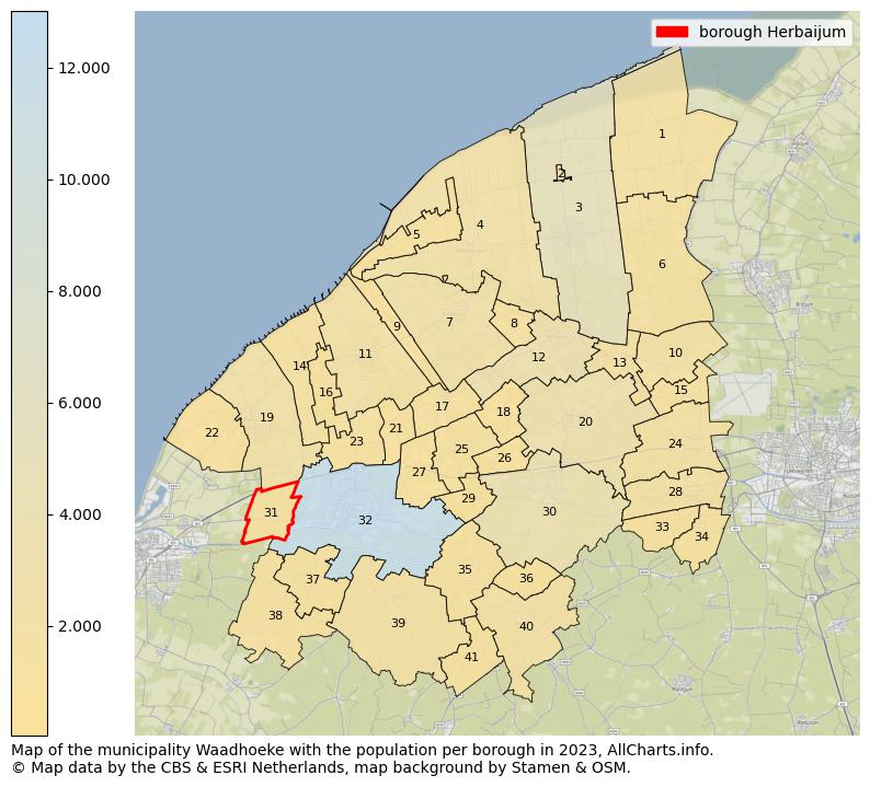 Map of the municipality Waadhoeke with the population per borough in 2023. This page shows a lot of information about residents (such as the distribution by age groups, family composition, gender, native or Dutch with an immigration background, ...), homes (numbers, types, price development, use, type of property, ...) and more (car ownership, energy consumption, ...) based on open data from the Dutch Central Bureau of Statistics and various other sources!
