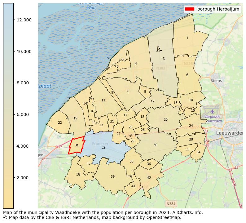 Image of the borough Herbaijum at the map. This image is used as introduction to this page. This page shows a lot of information about the population in the borough Herbaijum (such as the distribution by age groups of the residents, the composition of households, whether inhabitants are natives or Dutch with an immigration background, data about the houses (numbers, types, price development, use, type of property, ...) and more (car ownership, energy consumption, ...) based on open data from the Dutch Central Bureau of Statistics and various other sources!