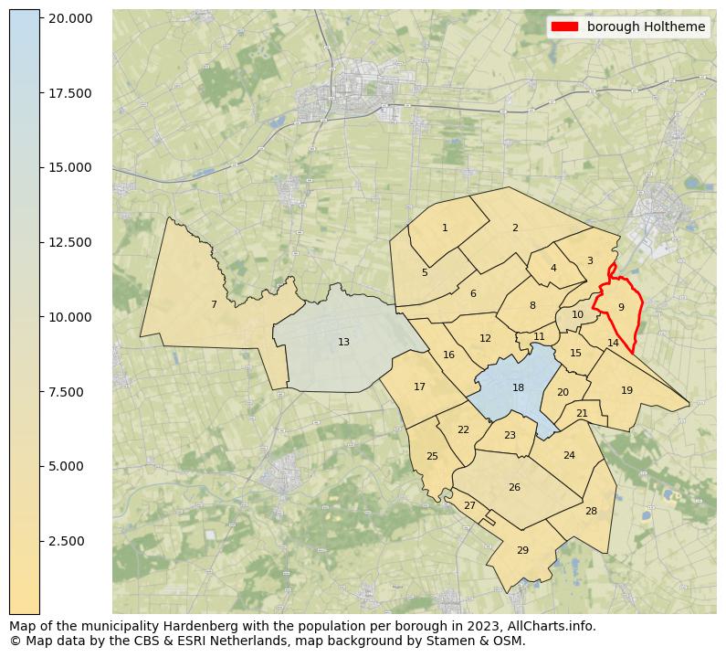 Map of the municipality Hardenberg with the population per borough in 2022. This page shows a lot of information about residents (such as the distribution by age groups, family composition, gender, native or Dutch with an immigration background, ...), homes (numbers, types, price development, use, type of property, ...) and more (car ownership, energy consumption, ...) based on open data from the Dutch Central Bureau of Statistics and various other sources!