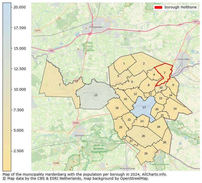 Image of the borough Holthone at the map. This image is used as introduction to this page. This page shows a lot of information about the population in the borough Holthone (such as the distribution by age groups of the residents, the composition of households, whether inhabitants are natives or Dutch with an immigration background, data about the houses (numbers, types, price development, use, type of property, ...) and more (car ownership, energy consumption, ...) based on open data from the Dutch Central Bureau of Statistics and various other sources!