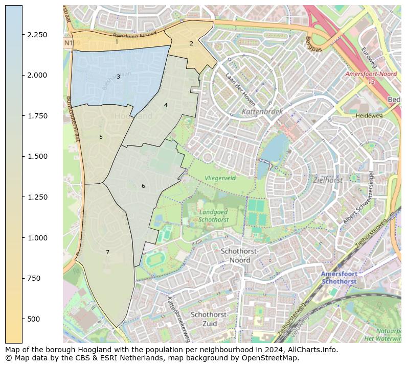 Image of the borough Hoogland at the map. This image is used as introduction to this page. This page shows a lot of information about the population in the borough Hoogland (such as the distribution by age groups of the residents, the composition of households, whether inhabitants are natives or Dutch with an immigration background, data about the houses (numbers, types, price development, use, type of property, ...) and more (car ownership, energy consumption, ...) based on open data from the Dutch Central Bureau of Statistics and various other sources!