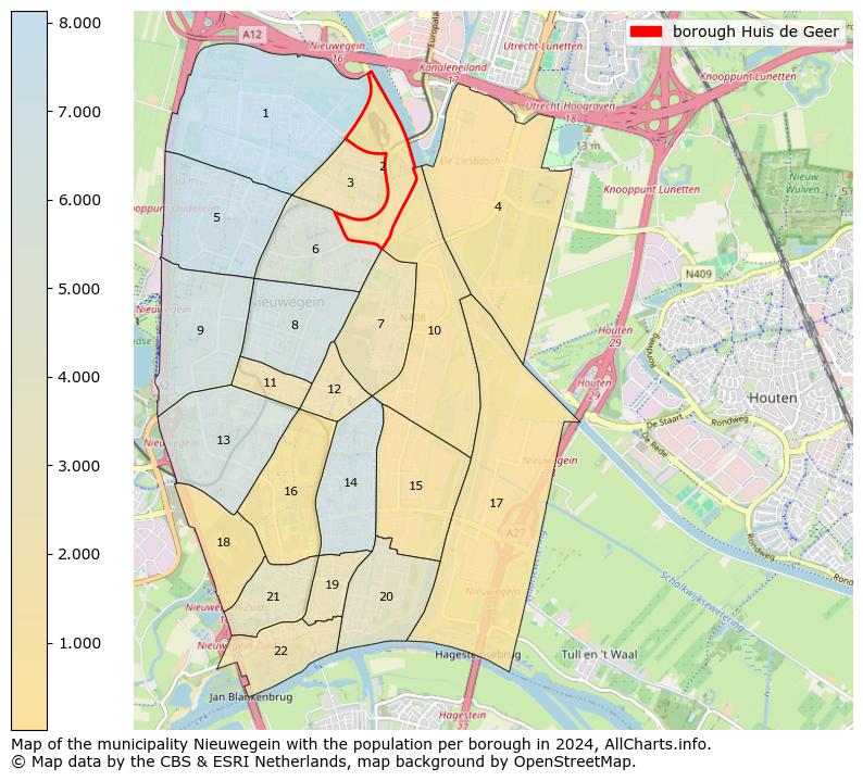 Image of the borough Huis de Geer at the map. This image is used as introduction to this page. This page shows a lot of information about the population in the borough Huis de Geer (such as the distribution by age groups of the residents, the composition of households, whether inhabitants are natives or Dutch with an immigration background, data about the houses (numbers, types, price development, use, type of property, ...) and more (car ownership, energy consumption, ...) based on open data from the Dutch Central Bureau of Statistics and various other sources!