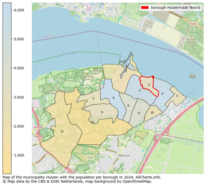 Image of the borough Huizermaat Noord at the map. This image is used as introduction to this page. This page shows a lot of information about the population in the borough Huizermaat Noord (such as the distribution by age groups of the residents, the composition of households, whether inhabitants are natives or Dutch with an immigration background, data about the houses (numbers, types, price development, use, type of property, ...) and more (car ownership, energy consumption, ...) based on open data from the Dutch Central Bureau of Statistics and various other sources!