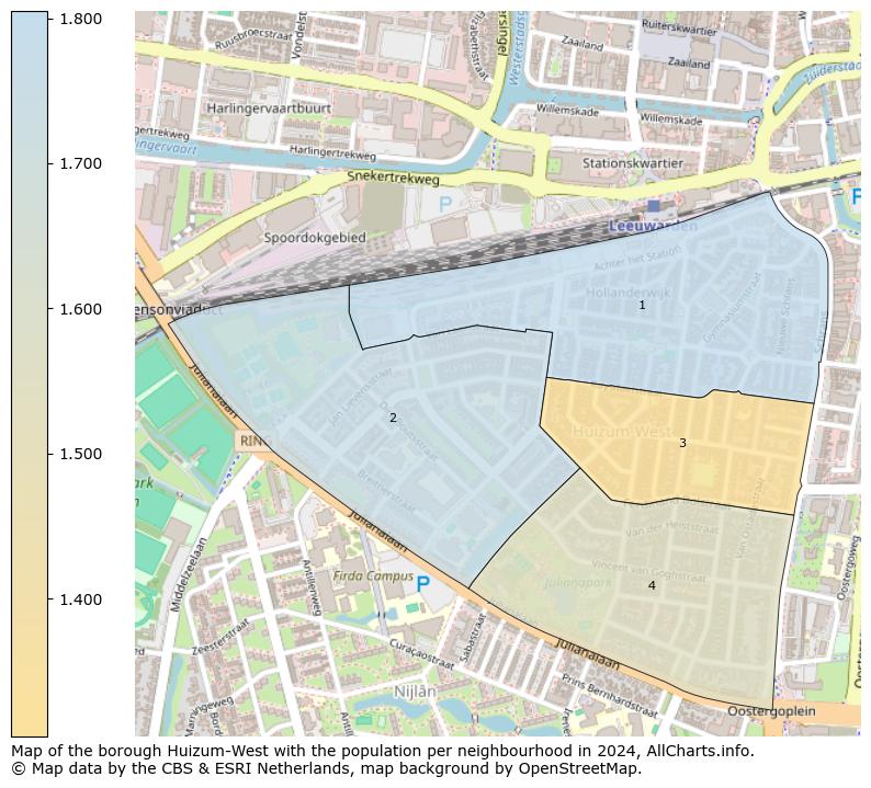 Image of the borough Huizum-West at the map. This image is used as introduction to this page. This page shows a lot of information about the population in the borough Huizum-West (such as the distribution by age groups of the residents, the composition of households, whether inhabitants are natives or Dutch with an immigration background, data about the houses (numbers, types, price development, use, type of property, ...) and more (car ownership, energy consumption, ...) based on open data from the Dutch Central Bureau of Statistics and various other sources!