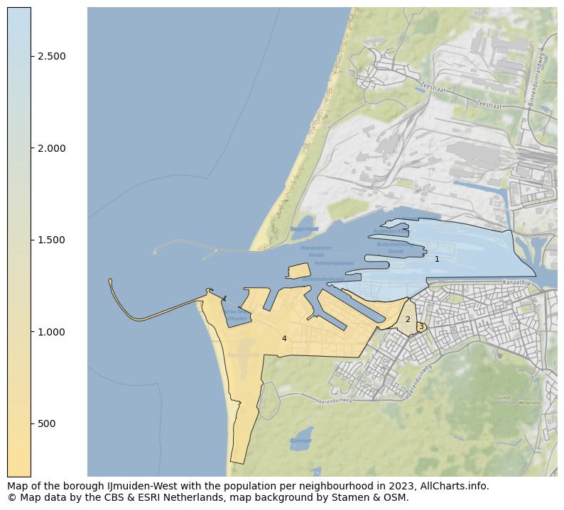 Map of the borough IJmuiden-West with the population per neighbourhood in 2023. This page shows a lot of information about residents (such as the distribution by age groups, family composition, gender, native or Dutch with an immigration background, ...), homes (numbers, types, price development, use, type of property, ...) and more (car ownership, energy consumption, ...) based on open data from the Dutch Central Bureau of Statistics and various other sources!