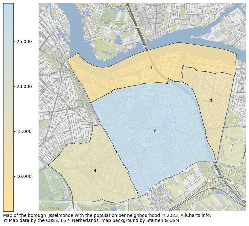 Map of the borough IJsselmonde with the population per neighbourhood in 2021. This page shows a lot of information about residents (such as the distribution by age groups, family composition, gender, native or Dutch with an immigration background, ...), homes (numbers, types, price development, use, type of property, ...) and more (car ownership, energy consumption, ...) based on open data from the Dutch Central Bureau of Statistics and various other sources!