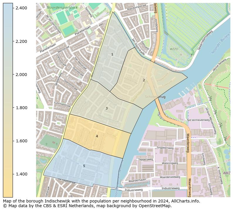 Image of the borough Indischewijk at the map. This image is used as introduction to this page. This page shows a lot of information about the population in the borough Indischewijk (such as the distribution by age groups of the residents, the composition of households, whether inhabitants are natives or Dutch with an immigration background, data about the houses (numbers, types, price development, use, type of property, ...) and more (car ownership, energy consumption, ...) based on open data from the Dutch Central Bureau of Statistics and various other sources!