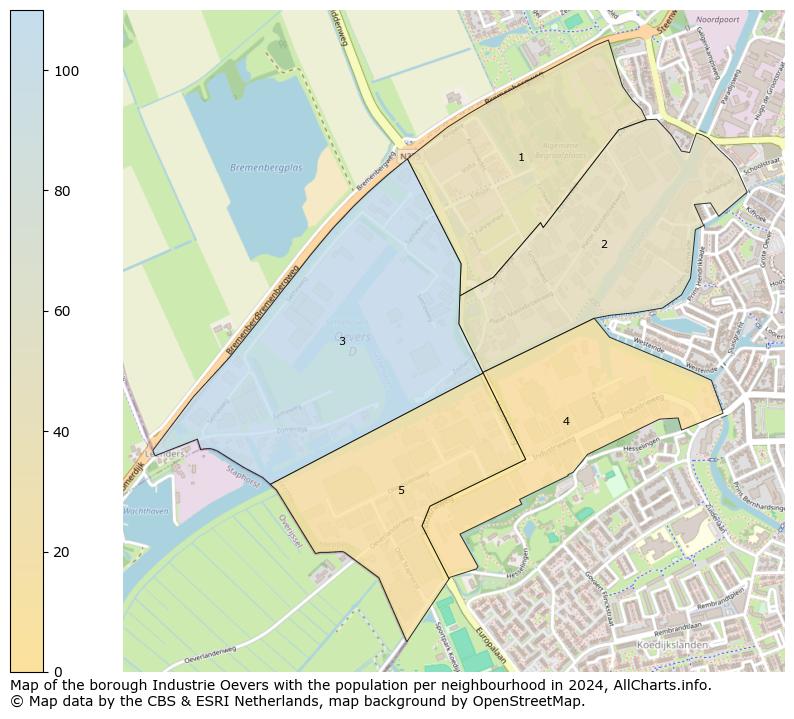 Image of the borough Industrie Oevers at the map. This image is used as introduction to this page. This page shows a lot of information about the population in the borough Industrie Oevers (such as the distribution by age groups of the residents, the composition of households, whether inhabitants are natives or Dutch with an immigration background, data about the houses (numbers, types, price development, use, type of property, ...) and more (car ownership, energy consumption, ...) based on open data from the Dutch Central Bureau of Statistics and various other sources!