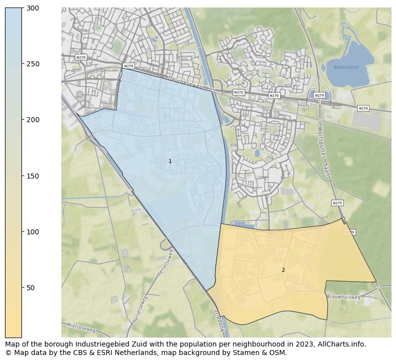 Map of the borough Industriegebied Zuid with the population per neighbourhood in 2023. This page shows a lot of information about residents (such as the distribution by age groups, family composition, gender, native or Dutch with an immigration background, ...), homes (numbers, types, price development, use, type of property, ...) and more (car ownership, energy consumption, ...) based on open data from the Dutch Central Bureau of Statistics and various other sources!