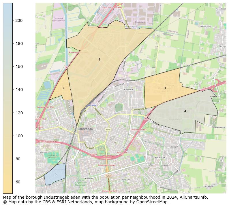 Image of the borough Industriegebieden at the map. This image is used as introduction to this page. This page shows a lot of information about the population in the borough Industriegebieden (such as the distribution by age groups of the residents, the composition of households, whether inhabitants are natives or Dutch with an immigration background, data about the houses (numbers, types, price development, use, type of property, ...) and more (car ownership, energy consumption, ...) based on open data from the Dutch Central Bureau of Statistics and various other sources!