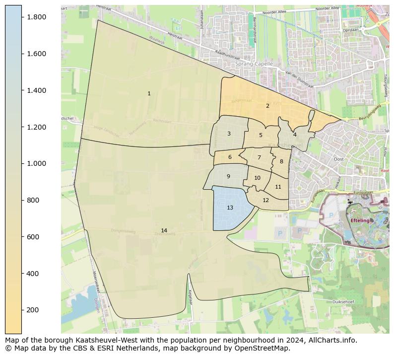 Image of the borough Kaatsheuvel-West at the map. This image is used as introduction to this page. This page shows a lot of information about the population in the borough Kaatsheuvel-West (such as the distribution by age groups of the residents, the composition of households, whether inhabitants are natives or Dutch with an immigration background, data about the houses (numbers, types, price development, use, type of property, ...) and more (car ownership, energy consumption, ...) based on open data from the Dutch Central Bureau of Statistics and various other sources!