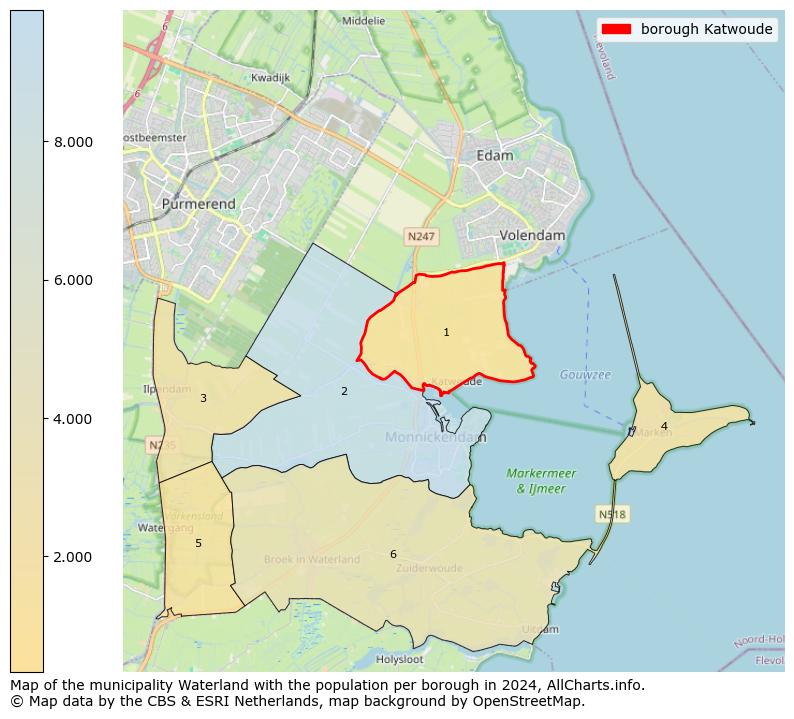 Image of the borough Katwoude at the map. This image is used as introduction to this page. This page shows a lot of information about the population in the borough Katwoude (such as the distribution by age groups of the residents, the composition of households, whether inhabitants are natives or Dutch with an immigration background, data about the houses (numbers, types, price development, use, type of property, ...) and more (car ownership, energy consumption, ...) based on open data from the Dutch Central Bureau of Statistics and various other sources!