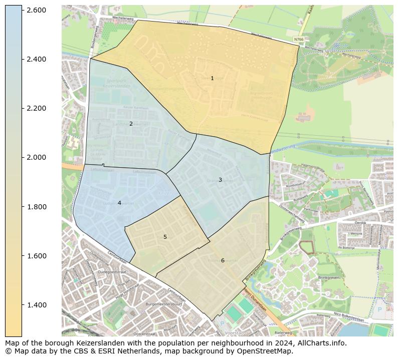 Image of the borough Keizerslanden at the map. This image is used as introduction to this page. This page shows a lot of information about the population in the borough Keizerslanden (such as the distribution by age groups of the residents, the composition of households, whether inhabitants are natives or Dutch with an immigration background, data about the houses (numbers, types, price development, use, type of property, ...) and more (car ownership, energy consumption, ...) based on open data from the Dutch Central Bureau of Statistics and various other sources!