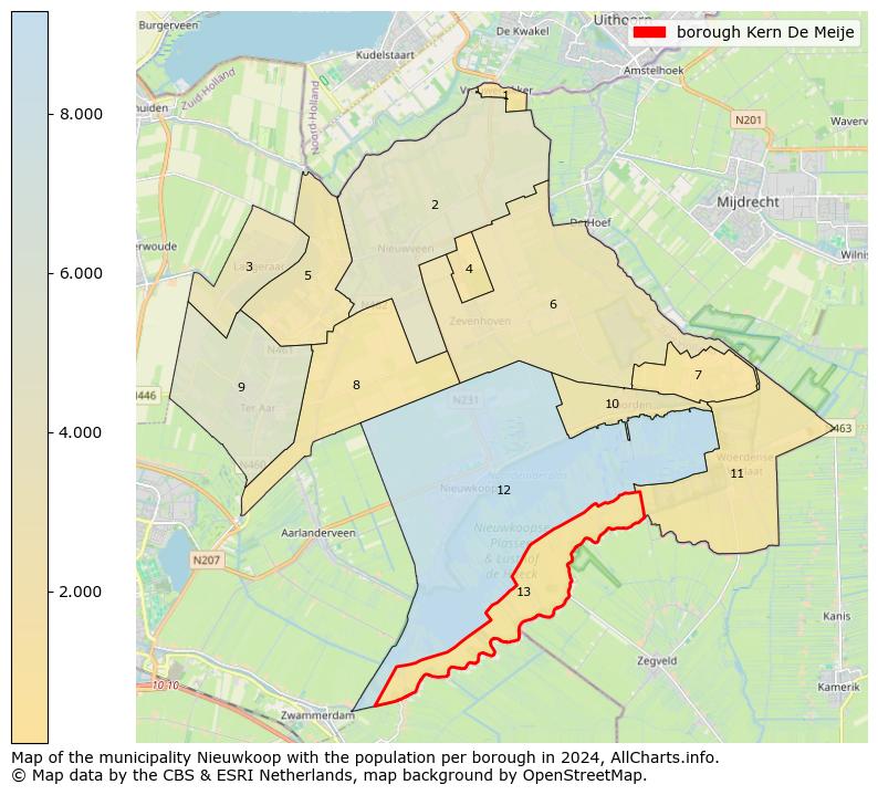 Image of the borough Kern De Meije at the map. This image is used as introduction to this page. This page shows a lot of information about the population in the borough Kern De Meije (such as the distribution by age groups of the residents, the composition of households, whether inhabitants are natives or Dutch with an immigration background, data about the houses (numbers, types, price development, use, type of property, ...) and more (car ownership, energy consumption, ...) based on open data from the Dutch Central Bureau of Statistics and various other sources!