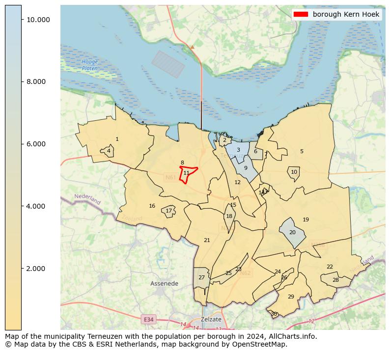 Image of the borough Kern Hoek at the map. This image is used as introduction to this page. This page shows a lot of information about the population in the borough Kern Hoek (such as the distribution by age groups of the residents, the composition of households, whether inhabitants are natives or Dutch with an immigration background, data about the houses (numbers, types, price development, use, type of property, ...) and more (car ownership, energy consumption, ...) based on open data from the Dutch Central Bureau of Statistics and various other sources!