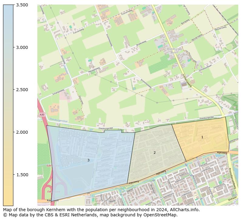 Image of the borough Kernhem at the map. This image is used as introduction to this page. This page shows a lot of information about the population in the borough Kernhem (such as the distribution by age groups of the residents, the composition of households, whether inhabitants are natives or Dutch with an immigration background, data about the houses (numbers, types, price development, use, type of property, ...) and more (car ownership, energy consumption, ...) based on open data from the Dutch Central Bureau of Statistics and various other sources!