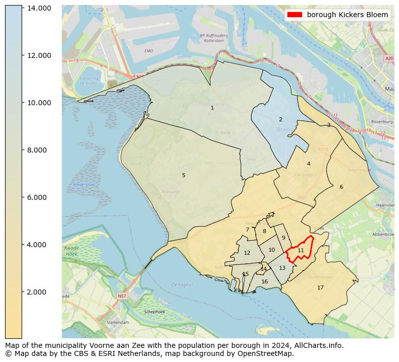 Image of the borough Kickers Bloem at the map. This image is used as introduction to this page. This page shows a lot of information about the population in the borough Kickers Bloem (such as the distribution by age groups of the residents, the composition of households, whether inhabitants are natives or Dutch with an immigration background, data about the houses (numbers, types, price development, use, type of property, ...) and more (car ownership, energy consumption, ...) based on open data from the Dutch Central Bureau of Statistics and various other sources!