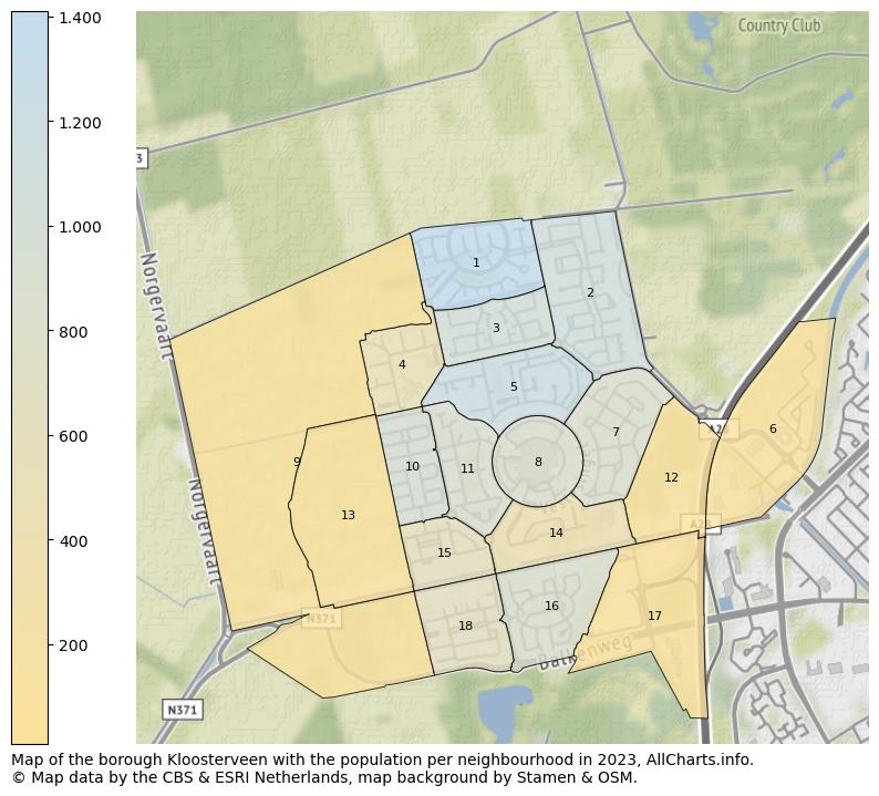 Map of the borough Kloosterveen with the population per neighbourhood in 2023. This page shows a lot of information about residents (such as the distribution by age groups, family composition, gender, native or Dutch with an immigration background, ...), homes (numbers, types, price development, use, type of property, ...) and more (car ownership, energy consumption, ...) based on open data from the Dutch Central Bureau of Statistics and various other sources!