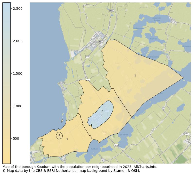 Map of the borough Koudum with the population per neighbourhood in 2023. This page shows a lot of information about residents (such as the distribution by age groups, family composition, gender, native or Dutch with an immigration background, ...), homes (numbers, types, price development, use, type of property, ...) and more (car ownership, energy consumption, ...) based on open data from the Dutch Central Bureau of Statistics and various other sources!