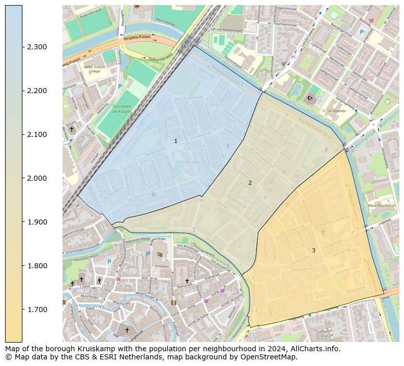 Image of the borough Kruiskamp at the map. This image is used as introduction to this page. This page shows a lot of information about the population in the borough Kruiskamp (such as the distribution by age groups of the residents, the composition of households, whether inhabitants are natives or Dutch with an immigration background, data about the houses (numbers, types, price development, use, type of property, ...) and more (car ownership, energy consumption, ...) based on open data from the Dutch Central Bureau of Statistics and various other sources!