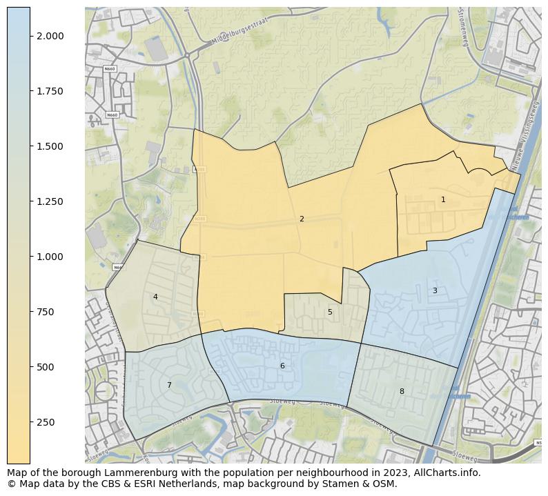 Map of the borough Lammerenburg with the population per neighbourhood in 2023. This page shows a lot of information about residents (such as the distribution by age groups, family composition, gender, native or Dutch with an immigration background, ...), homes (numbers, types, price development, use, type of property, ...) and more (car ownership, energy consumption, ...) based on open data from the Dutch Central Bureau of Statistics and various other sources!